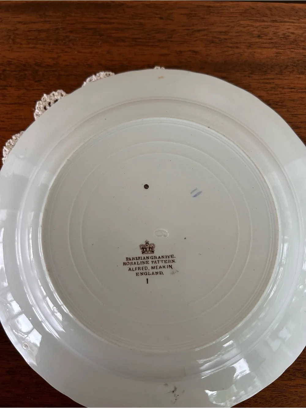Antique Alfred Meakin England Parisian Granite Rosaline Brown Floral 9” Bowl